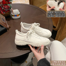大叔家羊皮-专利防滑贵妃鸟底】2026年开春新款内增高柔软小白鞋