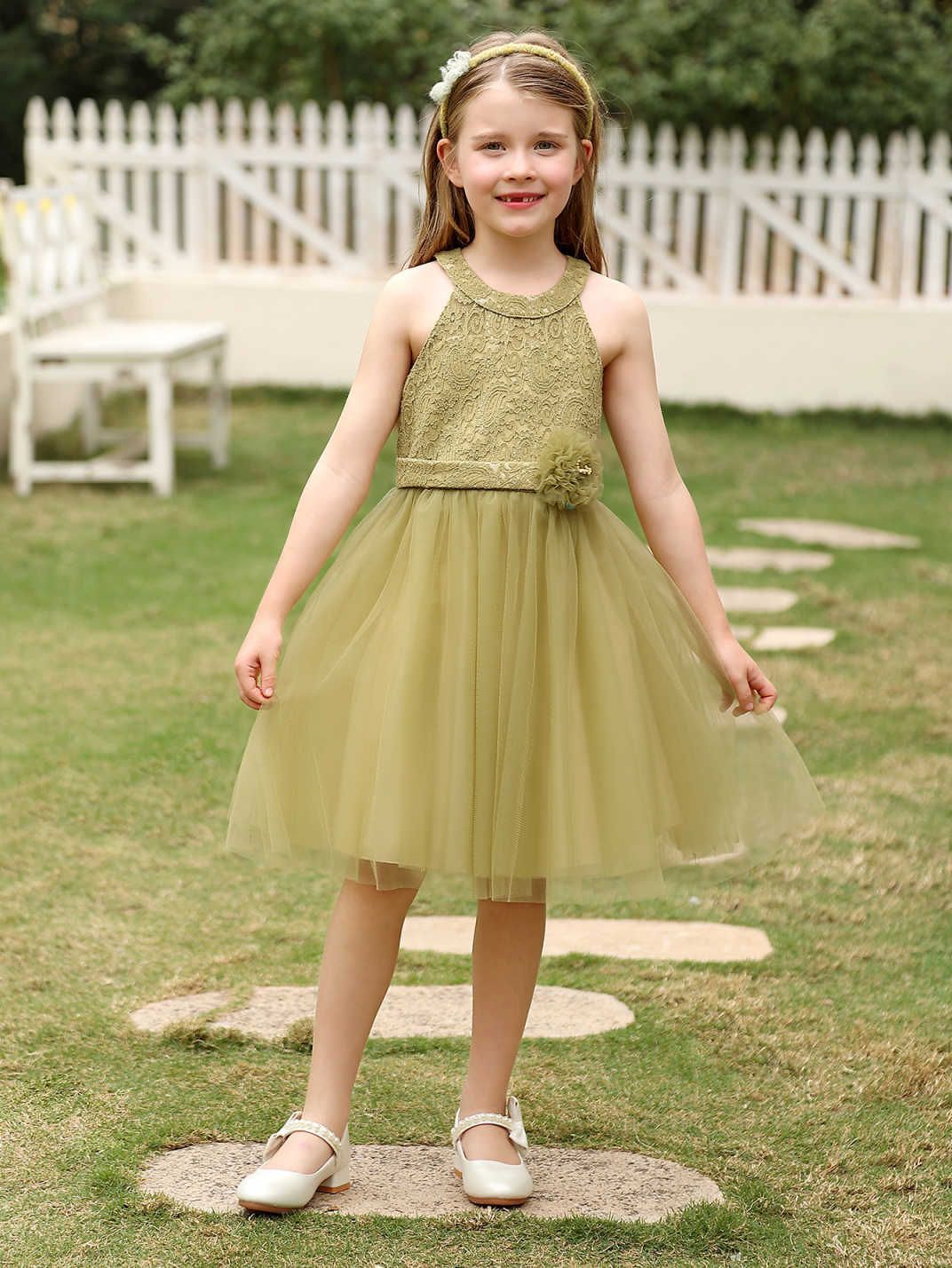 Falda de vestir para niñas verano nuevo estilo vestido sin mangas de malla vestido para niños vestido de princesa de un año falda para niños
