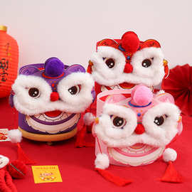 新年舞狮福桶年宵花插花桶创意节庆礼盒圆形抱抱桶花盒中国风盒子