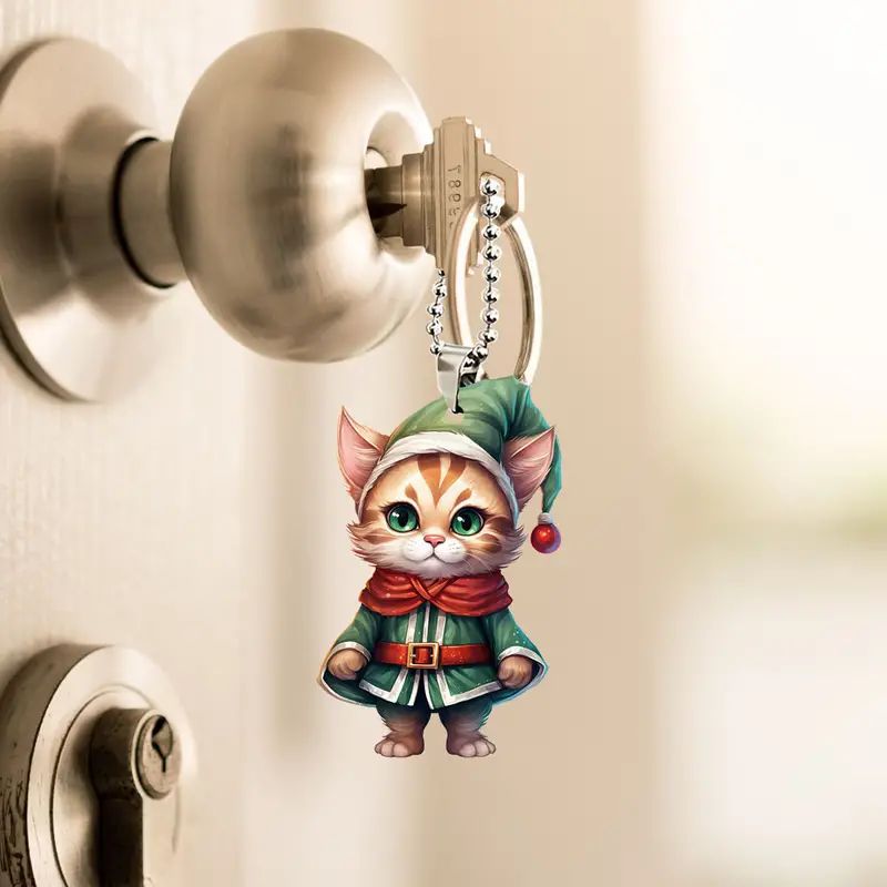 Cross-border nuevo adorable gatito colgante acrílico plano de vacaciones colgante de espejo retrovisor de automóvil colgante de llavero colgante