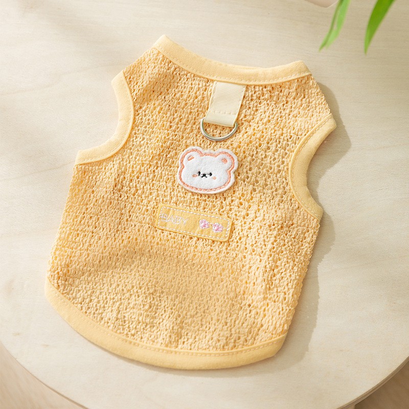 Ropa de protección solar de malla fina de primavera y verano, ropa de perro de peluche bichon de tamaño pequeño y mediano, chaleco, ropa fresca, ropa para mascotas