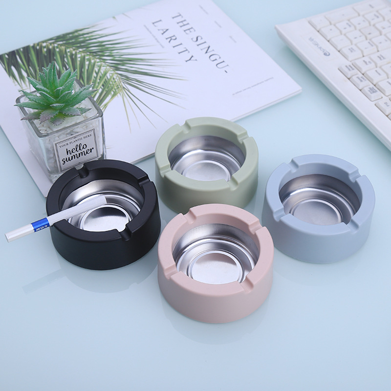 (2개) 대용량 재떨이 홈 레스토랑 KTV 인터넷 카페 재떨이 두꺼운 라운드 스퀘어 플라스틱 틴플레이트 담배 컵