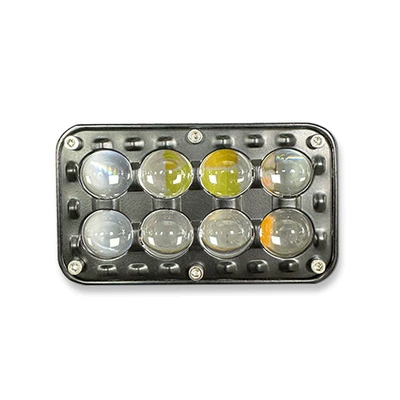 Cross-border LED yellow-white light strobe 8-bead spotlight lens motorcycle light car modification work vehicle headlight (Motorcycle headlights, headlights) - far-white-near-yellow-flashing-amber-light-jp-v68-amber