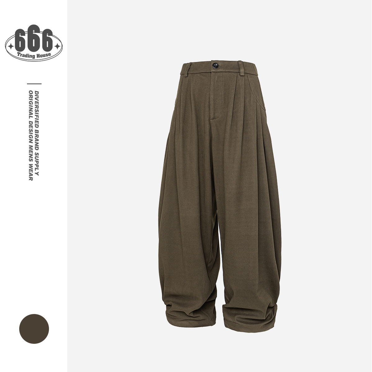 Utiituii Retro Pleated Casual Dress Pants Draped Balloon Pants Handsome Designer Trendy Brand Men's Pants 031