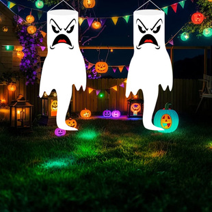 Cross-Border New Halloween Decoration Ghost Wind Tube Flag Hanging Ghost Luminous Ghost Pendant Holiday Decoration Props and Supplies