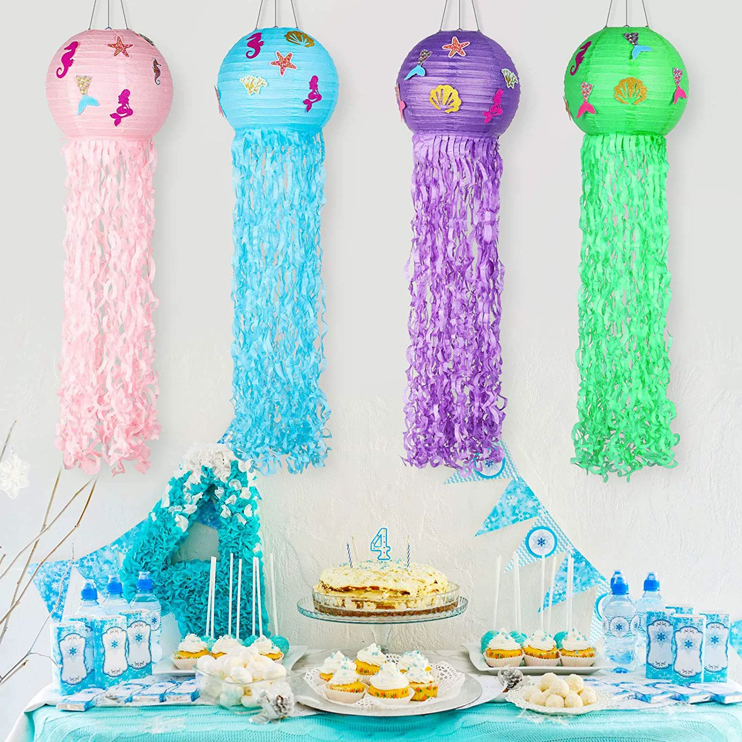 Новые наклейки Русалка Фонарь Свадьба День рождения Русалка сцена декоративные наклейки бумажный фонарь кулон подарок