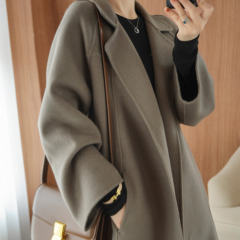Double-Sided Cashmere Coat for Women, Mid-Length, Knee-Length, Loose, Large Size Woolen Coat, Autumn and Winter Style, High-End Style