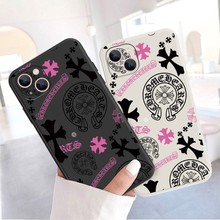 潮牌克罗心彩绘光油适用iPhone16ProMax手机壳套苹果14高级感硅胶