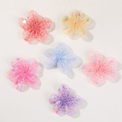 韓國兒童彩色亮片兔子格紋網紗花朵DIY卡通頭飾發繩配件材料批發