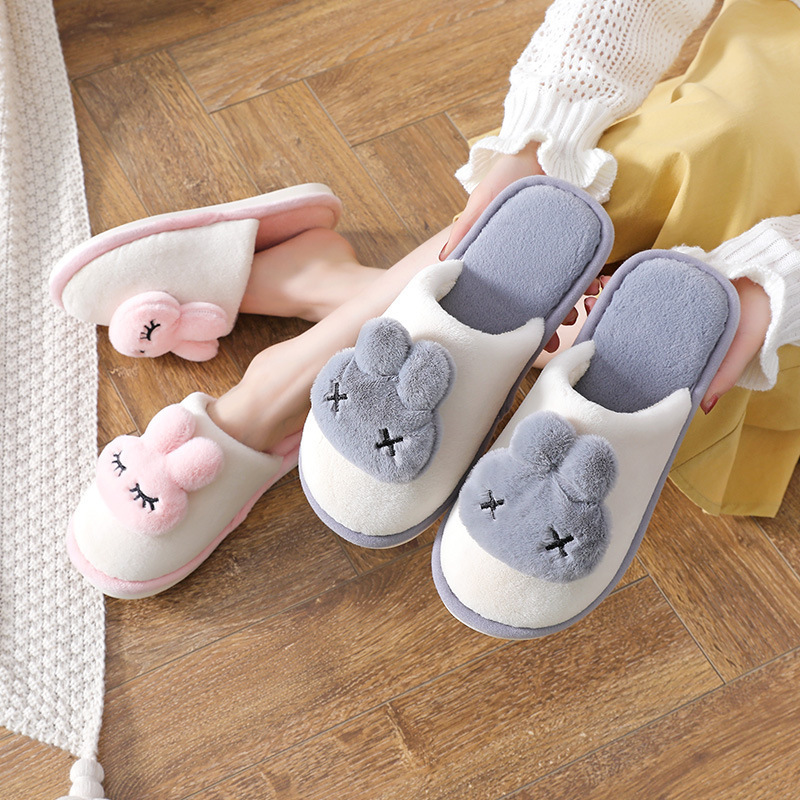 Cartoon Cotton Slippers Women's Cute 2022 Winter Home Thick Bottom Indoor Warm Couple Winter Home Autumn and Winter Men