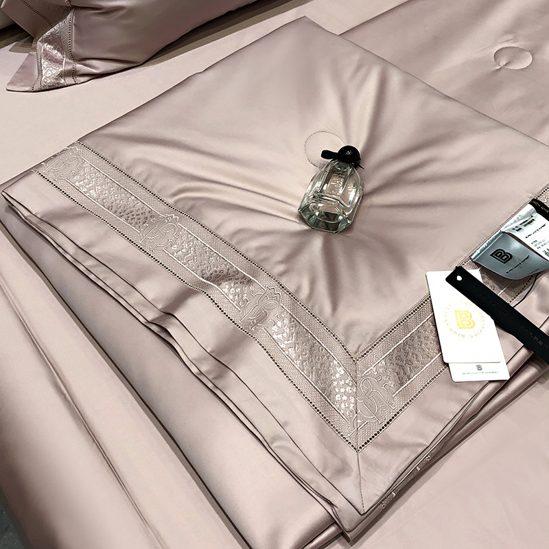 High-End 120-Count Tencel Cotton Cut Out Summer Quilt Lyocell Tencel Summer Cooling Quilt Air-Conditioned Quilt Four-Piece Set Wholesale Dropshipping