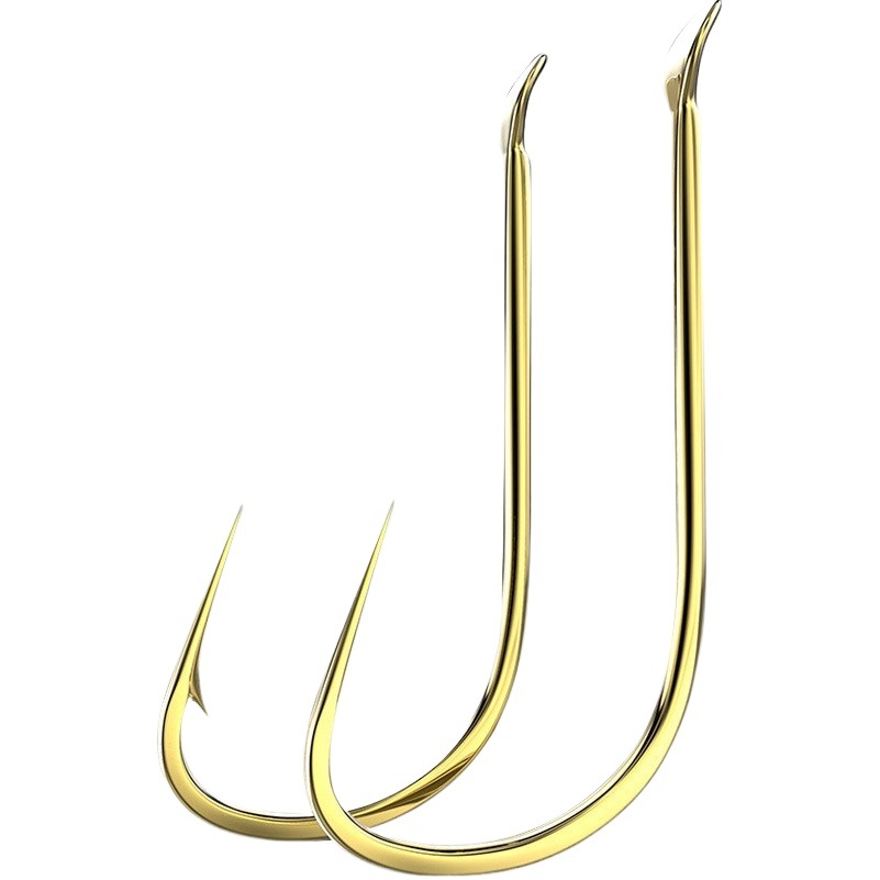 Flat Gold Sleeves with Barbs and Without Barbs, Bulk Lake and Pond Crucian Carp, Carp, White Striped Fish Hooks Wholesale, Wild Fishing Tool