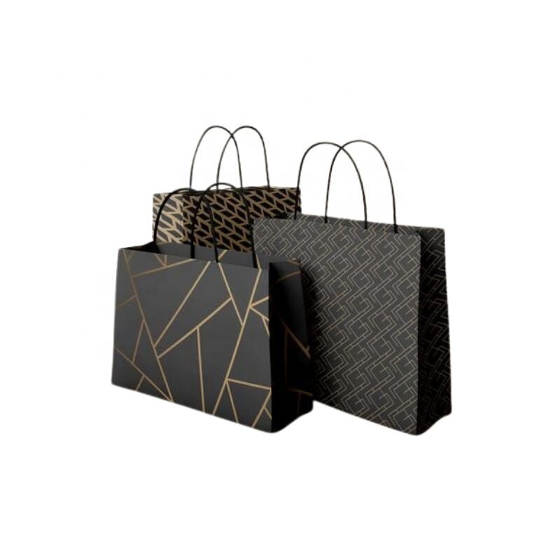 Luxury Black Brand Gift Bag Paper Bag Underwear Paper Bag with Handle for Clothes