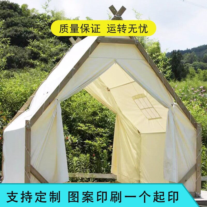 Internet Celebrity Outdoor Camping Style Triangular Wooden House-Shaped Tent Rainproof B&B Scenic Spots Catering Picnic Barbecue Hot Pot Commercial