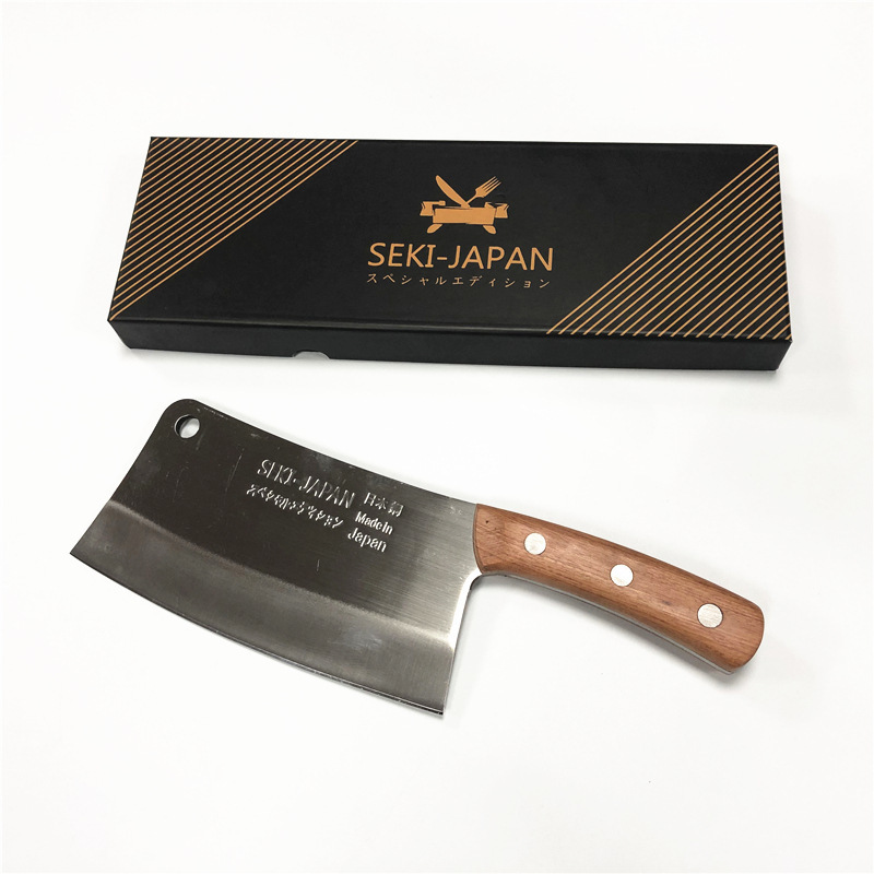 赤い木の柄の骨切りの包丁の日本の鋼の印のSEKI-JAPAの家庭用の切ります料理人の果物の刀のベトナムの刃物|undefined