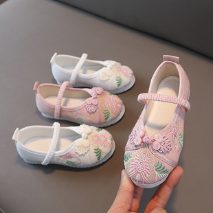 Hanfu Shoes Girls' Embroidered Shoes Old Beijing Children's Handmade Cloth Shoes Ethnic Style Ancient Clothing Students Dance Embroidered Children's Shoes
