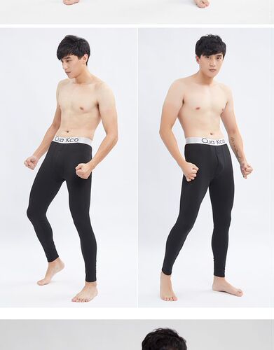 Men's Autumn Thermal Underpants Student Teenage Slim Fit Single Piece Winter Warm Thigh Warmers Optional Fleece