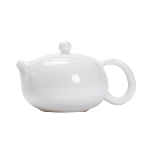 High-end mutton fat jade porcelain side handle teapot single pot Xishi pot household Kung Fu tea set filter teapot simple wholesale