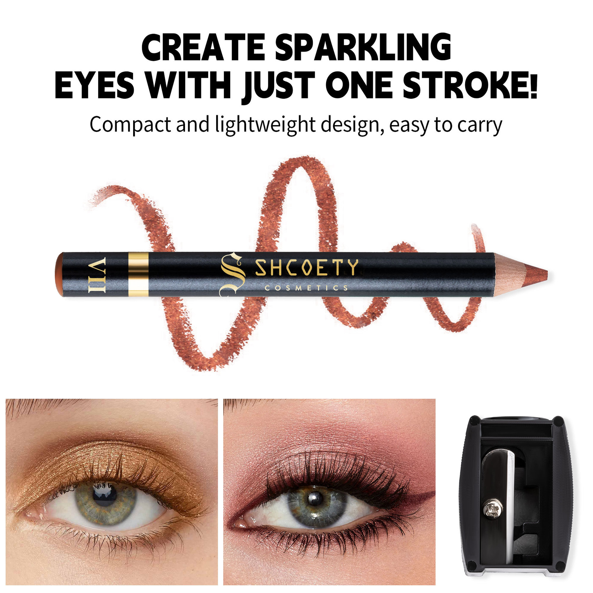 SHCOETY 12-color pearlescent eyeshadow pen set, non-smudging with pencil sharpener, eyeliner, horizontal pencil, cross-border undefined