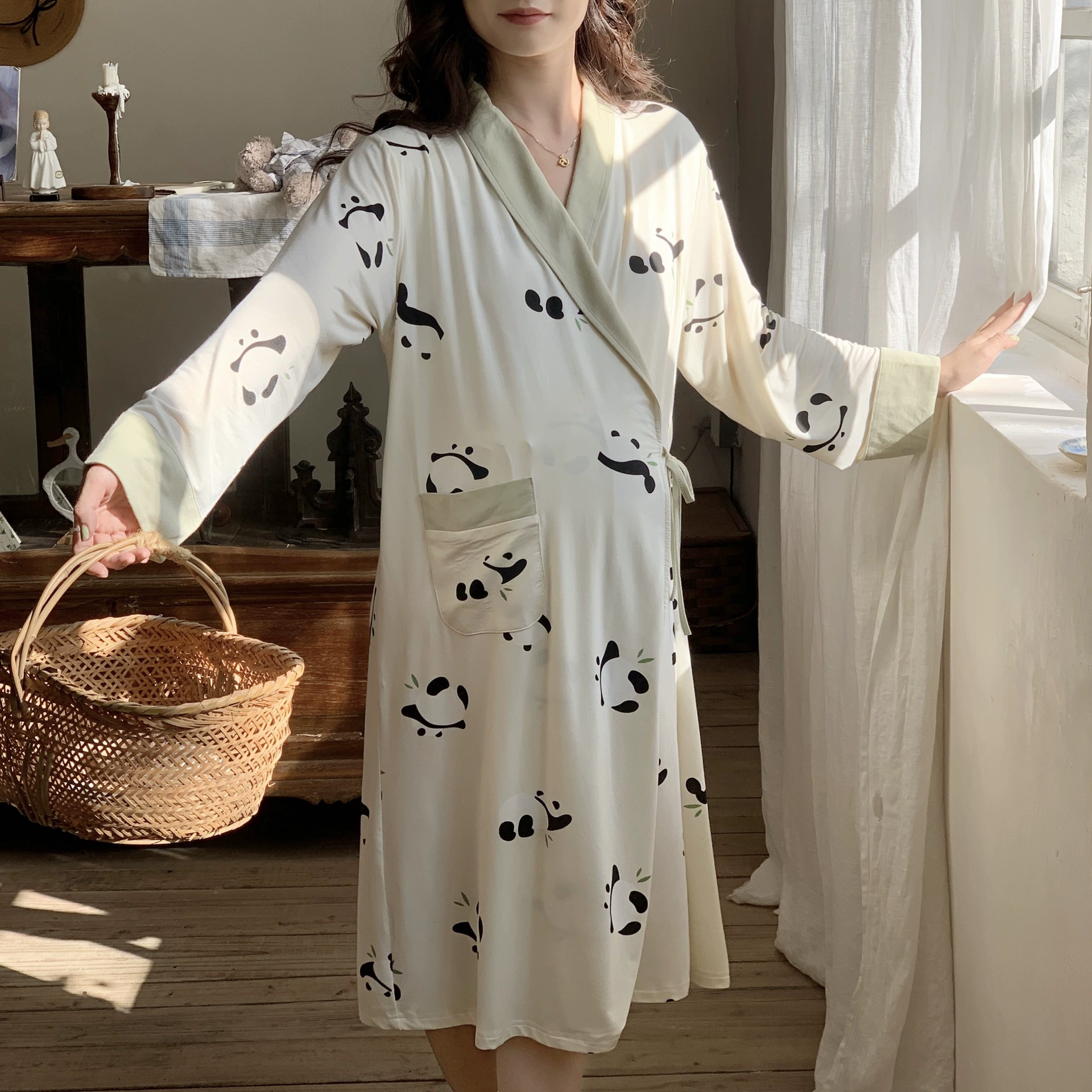 【88197】Модальное платье для беременных на весну и лето, тонкое, свободное, ночная сорочка для беременных