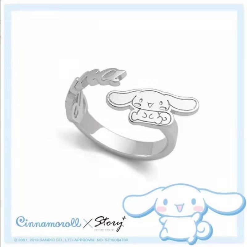Valentine's Day Limited Gift to Take Cinnamoroll Yugui Dog Story Silver Ring Fashion Personality for Women