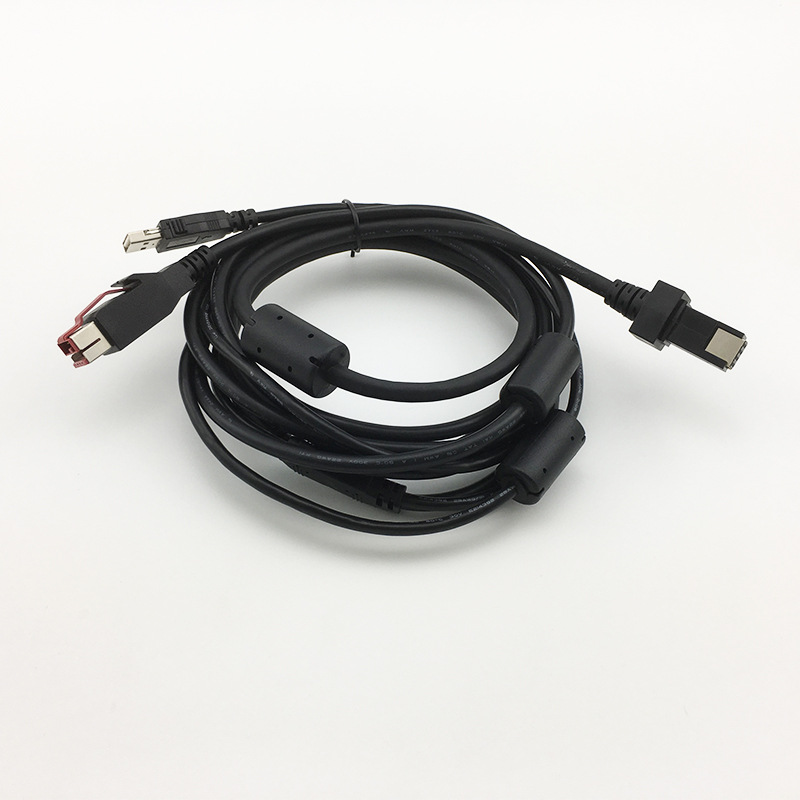 杜邦2.54 2*4pin转powered usb 24V+lock usb适用IBM打印机线