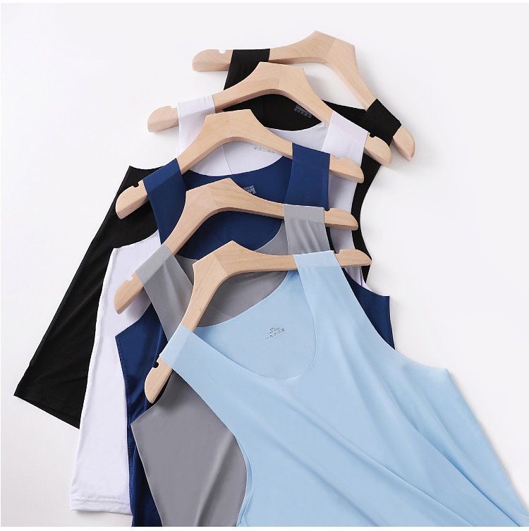 Men's Solid Color Tank Top, Round Neck, Thin Base Layer, Sports Narrow Shoulder, Quick-Dry, Seamless, Slim-Fit Underwear