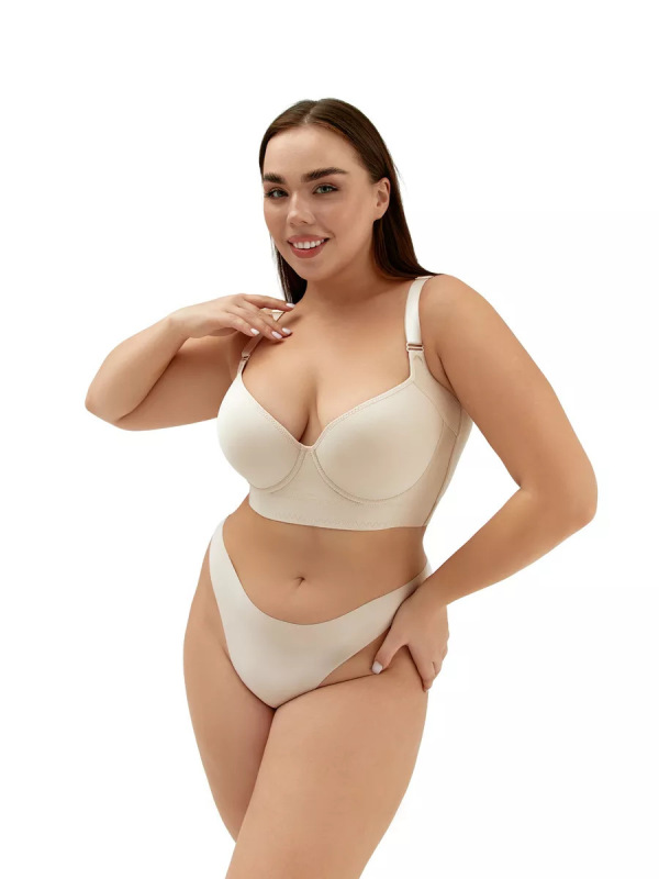 外国貿易の大きいサイズの光沢の顔の無痕の女性は集まって副乳を収めて鉄の輪のブラジャーの深いv下着があります。|undefined