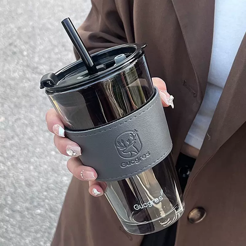 时尚水杯广告促销礼品杯子伴手礼吸管杯高颜值字母吸管玻璃杯学生