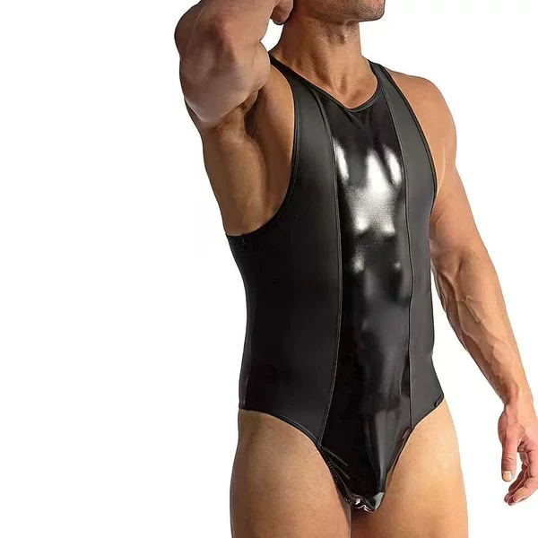 European and American Sexy Men's Sexy Glossy Jumpsuit, Trendyy Tight-Fitting Body-Shaping Bar Ds Stage Performance Clothing