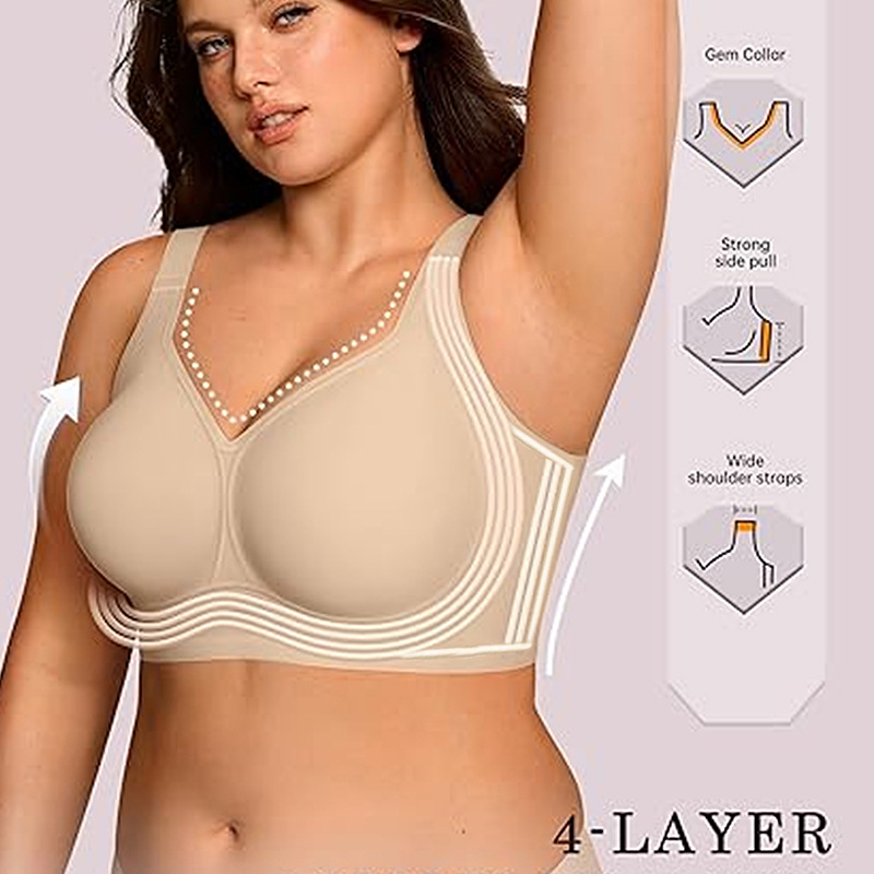 European and American Large Size Seamless Leopard Print Bra, Jelly Gel Wireless Push-Up Comfortable Women's Underwear, Exclusively for Export