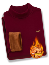 高品质半高领男加绒加厚T恤男装本命年红色冬季保暖上衣打底毛衣