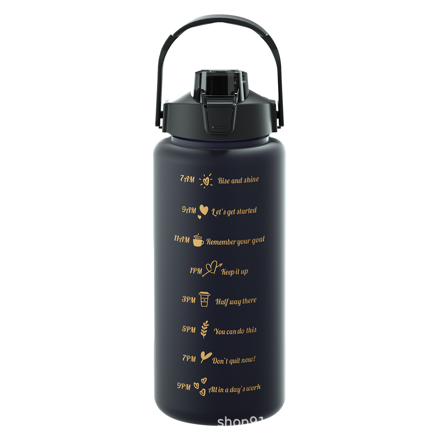 Taza de agua de tres piezas taza de paja de gran capacidad taza de agua de color degradado espacio deportivo olla taza de agua de plástico esmerilado con escala