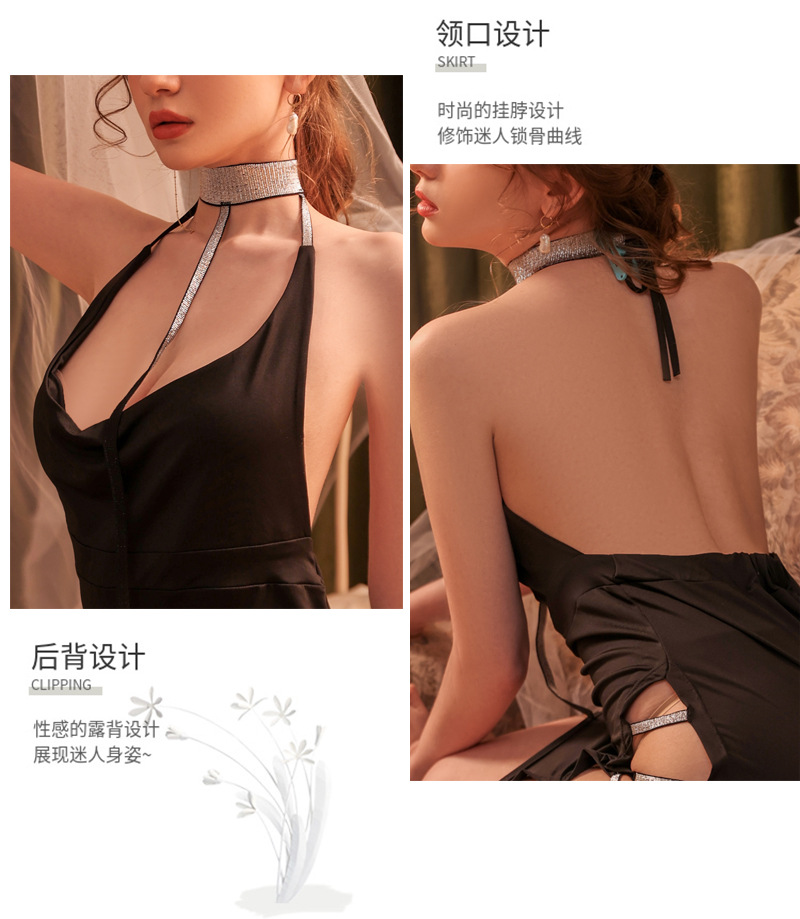 Deep V Babydoll Lingerie Set with Thong, Red Polyester Mini Dress — detail image 7