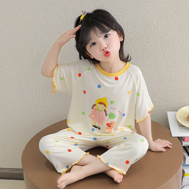 Children's Pajamas for Girls, Summer Modal Thin Home Wear, 2026 New Style, Little Girl Baby Air Conditioning Clothing Set Children's Pajamas for Girls, Summer Modal Thin Home Wear, 2026 New Style, Little Girl Baby Air Conditioning Clothing Set