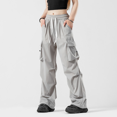 Couples 'paratroopers pants spring and summer new stretch sportswear pants for men and women's same style Hong Kong style foot-tied pants trend