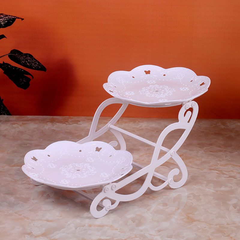 Decoración de cumpleaños soporte de postre estante de exhibición de estilo europeo comida fría mesa de descanso de té de plástico pastel bandeja de postre estante