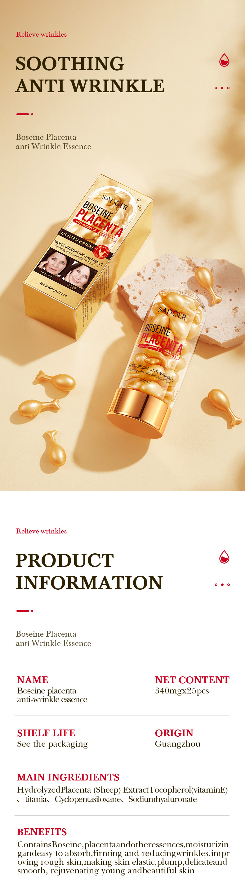 Kapsel Alle SADOER Schaf Embryo Essenz Anti falten essenz Straffende Reparatur_voghion.com