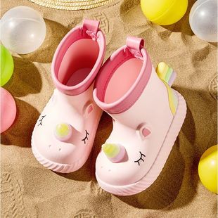 Unicorn children's rain boots girls baby rain boots water shoes students children non-slip baby rubber shoes not smelly feet