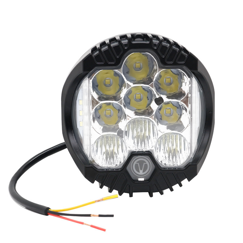 Farol Wrangler 5 pulgadas explosión LED tres lados luz dorada SUV Harley luces de trabajo de automóviles