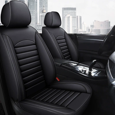 cover surrounded by leather universal cushion, Universal seat cover - black-full-leather-standard-version