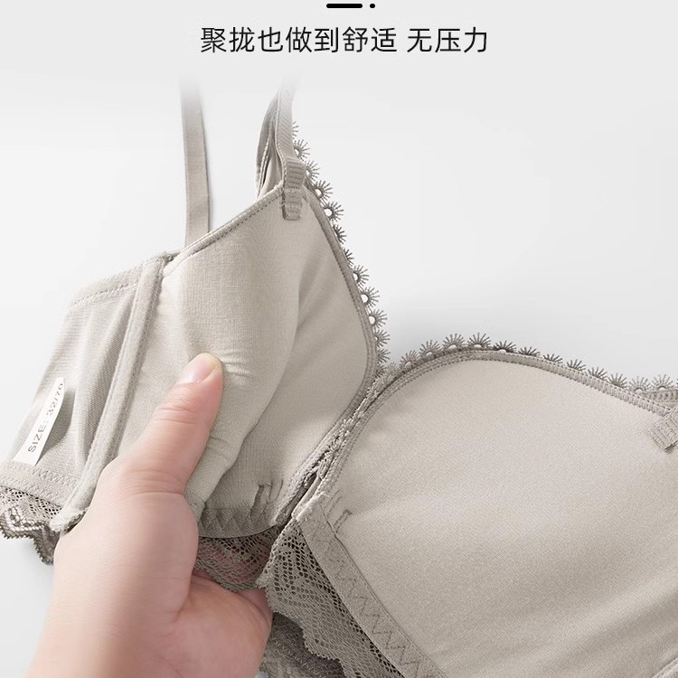 Underwear, push up bra, supporting summer set, increased thickness, beautiful back