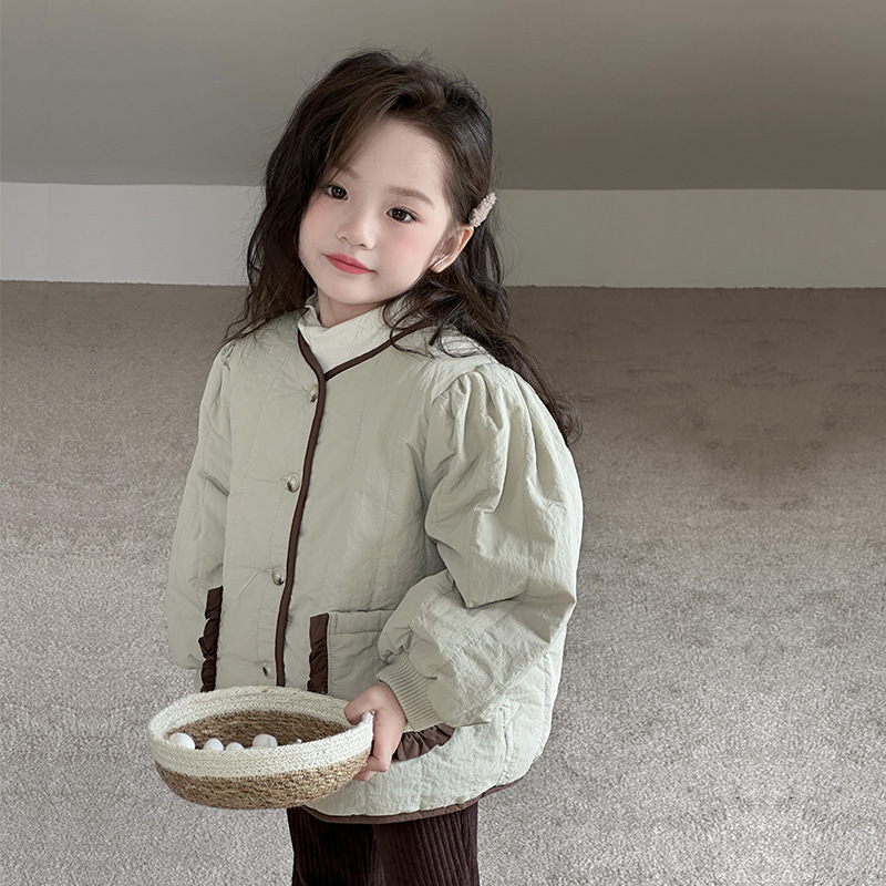 Niñas coreanas encaje de terciopelo retrógrado ropa de algodón nuevo otoño y invierno ropa de bebé chaqueta