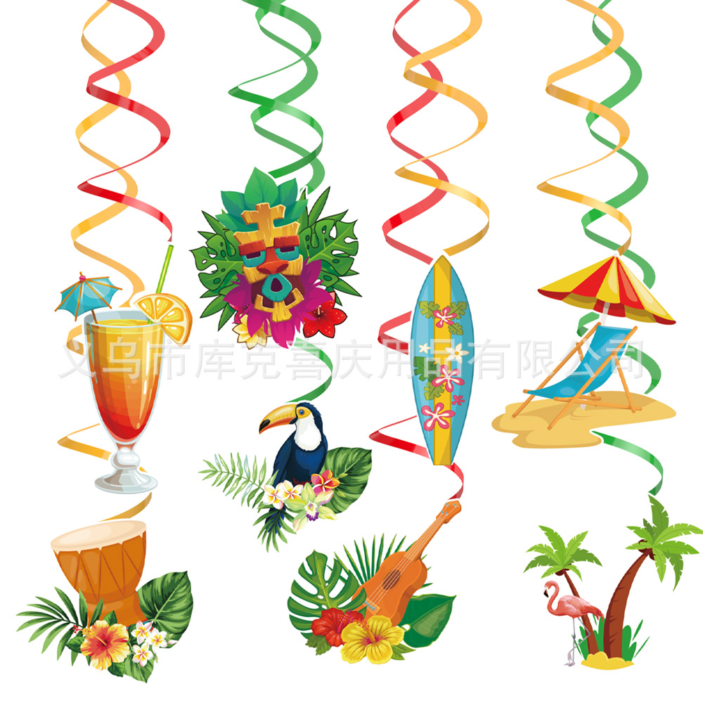 Amazon nuevo Hawaiano tema decoración del partido verano plato de papel desechable taza vajilla tire bandera traje