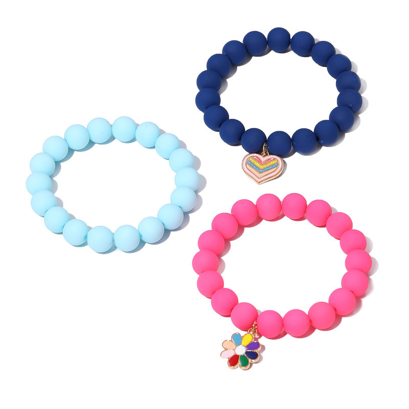 Cartoon Style Solid Color Arylic Beaded Kidu0027S Bracelets 3 Piece Set
