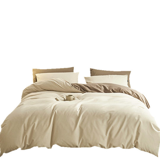 Class A 100 cotton padded sanding four-piece set autumn and winter cotton bed sheets quilt cover bed hat plain bedding