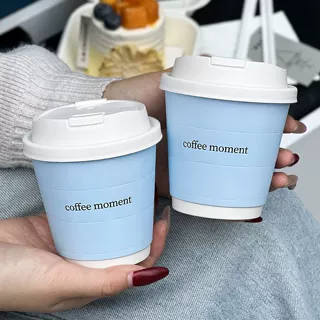 网红咖啡杯子一次性咖啡纸杯奶茶杯带盖加厚商用外带打包纸杯印刷