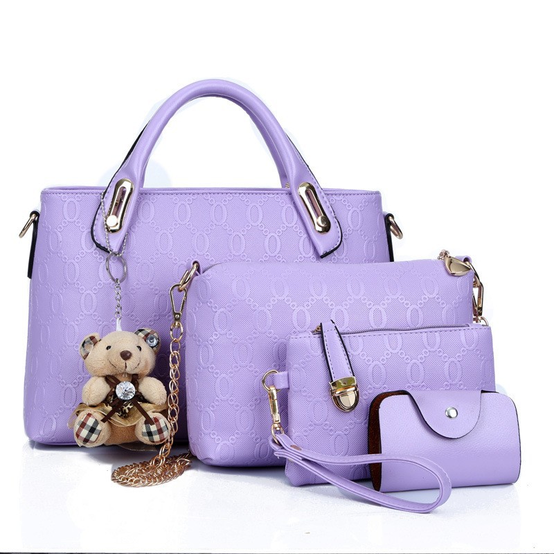 Pu Leather Material Solid Color Pattern Women's Large All Seasons Pu Leather Streetwear Bag Sets