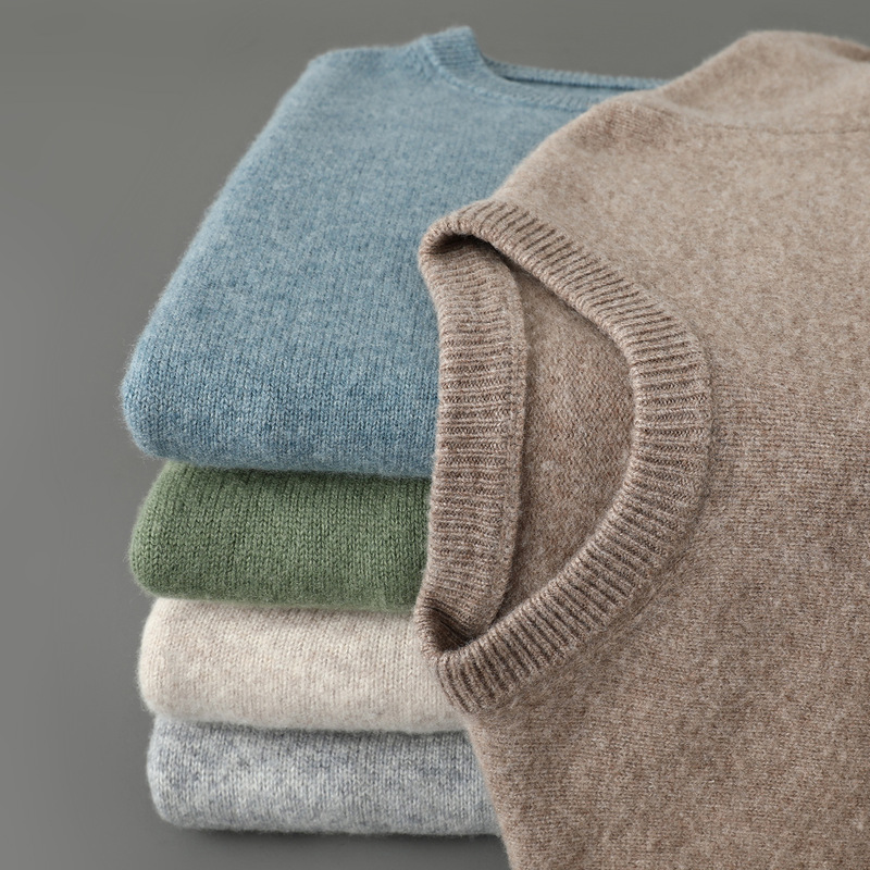 Thickened Men's Sweater 100% Australian Wool Sweater Autumn and Winter Round Neck Loose Casual Large Size Pullover Knitwear Wholesale