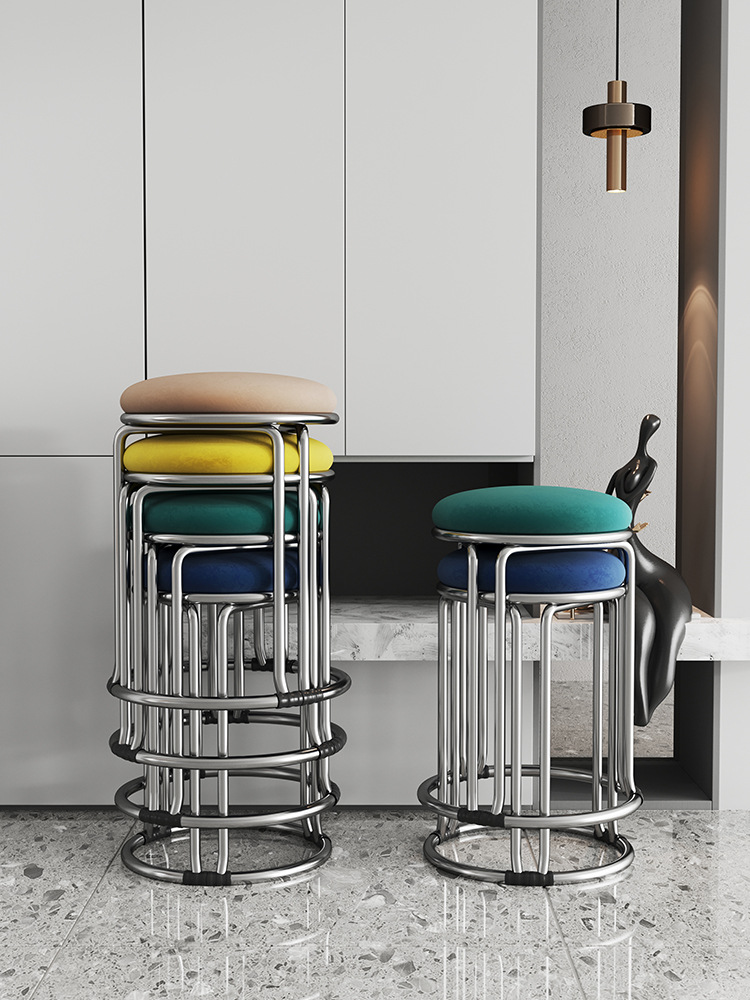 OD59 wholesale stool household stackable high bench modern simple commercial reinforced round stool living room dining table